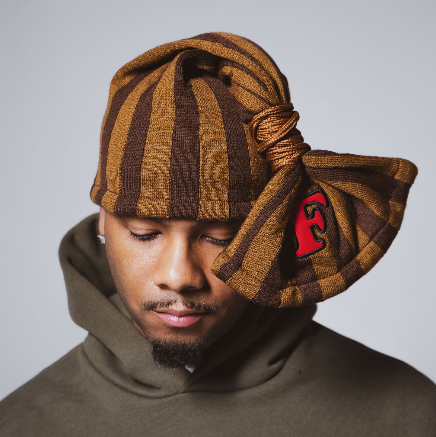 Coffee Pinstripe Beanie