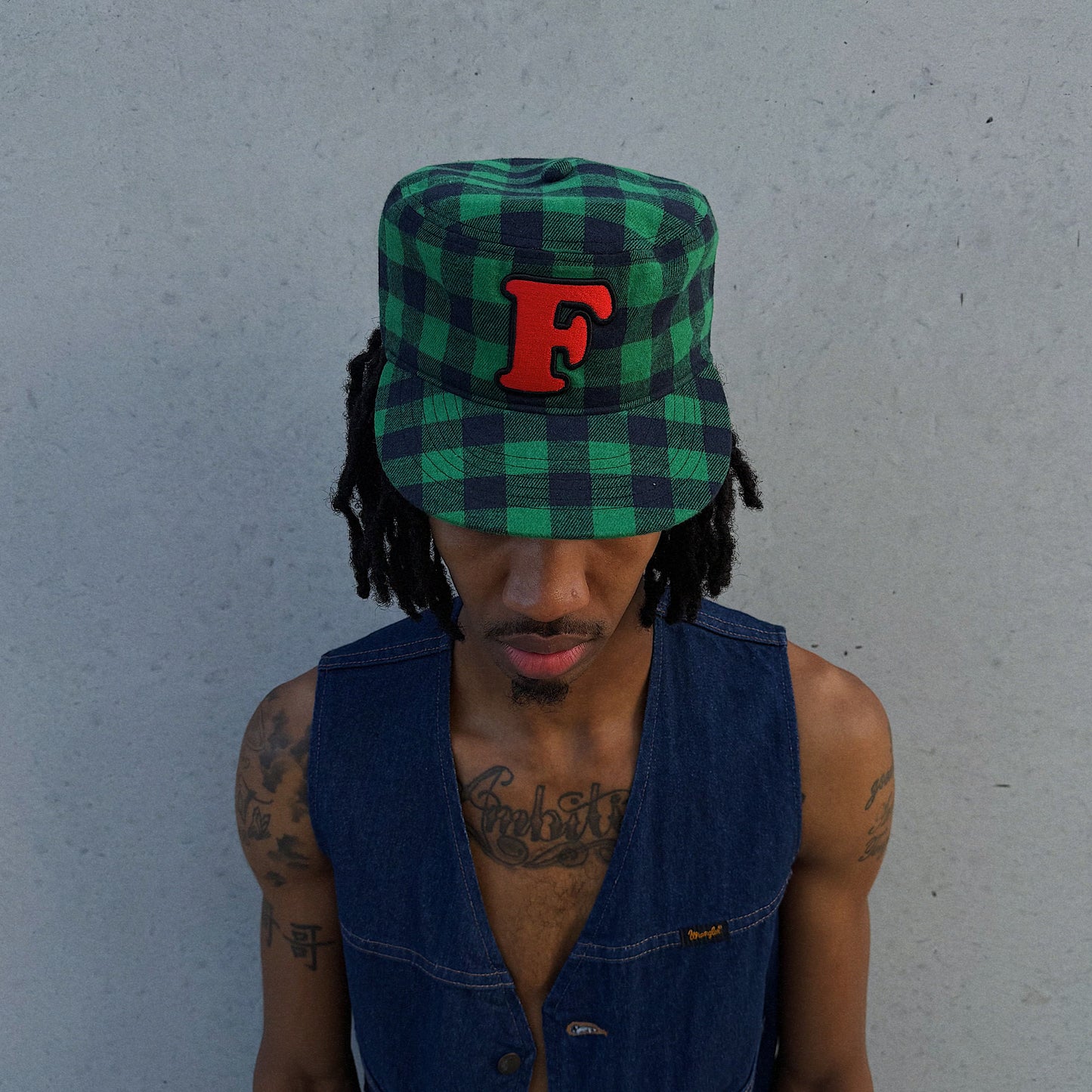 Green Plaid Cap (Ready to Ship)